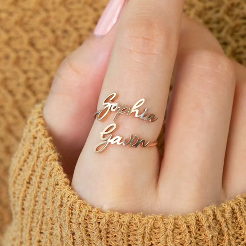 Men Accessories For Wedding - Personalizowane pierścionki z dwoma imionami dla