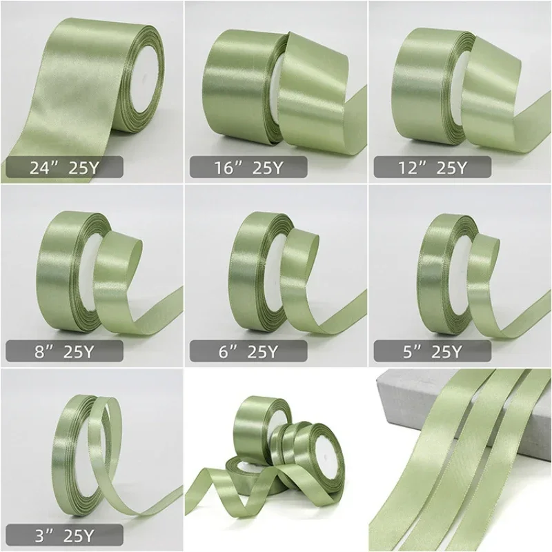 Men Accessories Bouquet - 25 jardów wstążki w kolorze szałwiowej