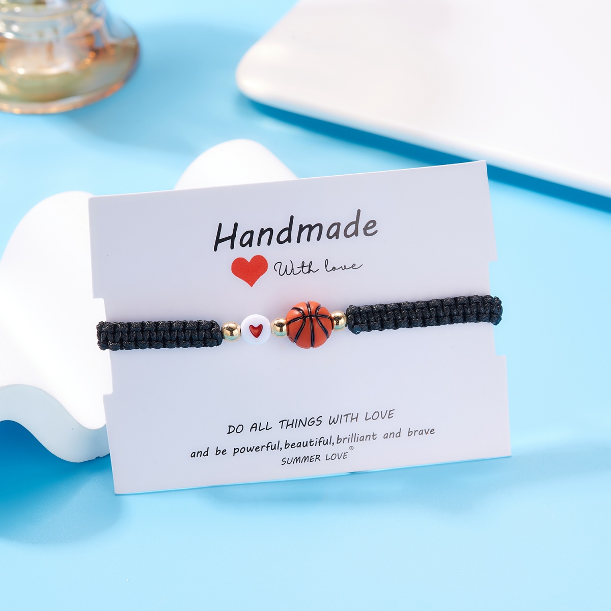 Men'S Volleyball Accessories - Bransoletka z plecionego sznurka z akrylowym