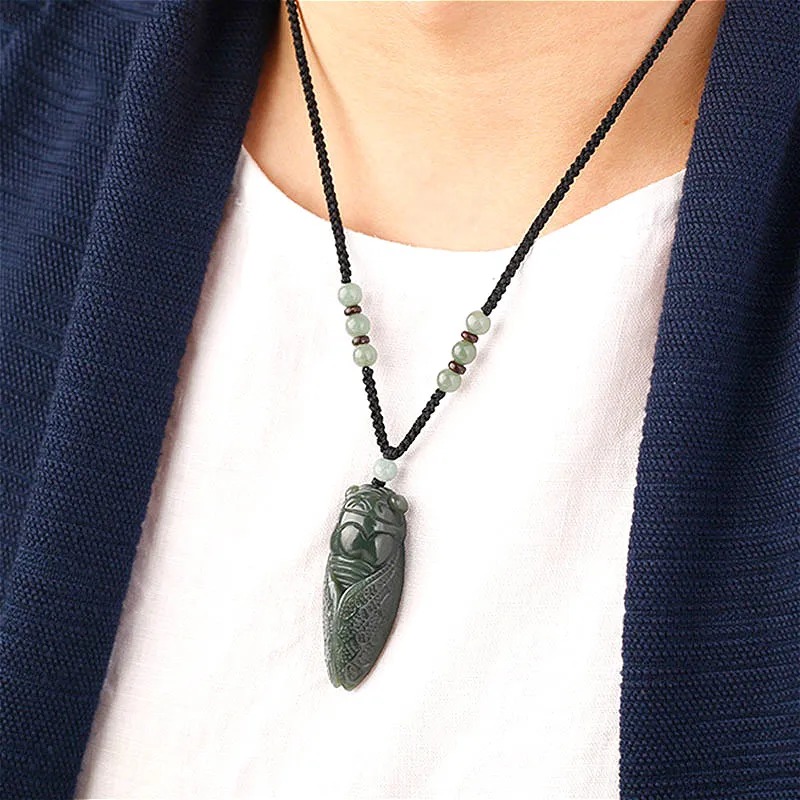Naturalny Hetian Jade cykada w – Men Accessories Fashion recenzja i cena