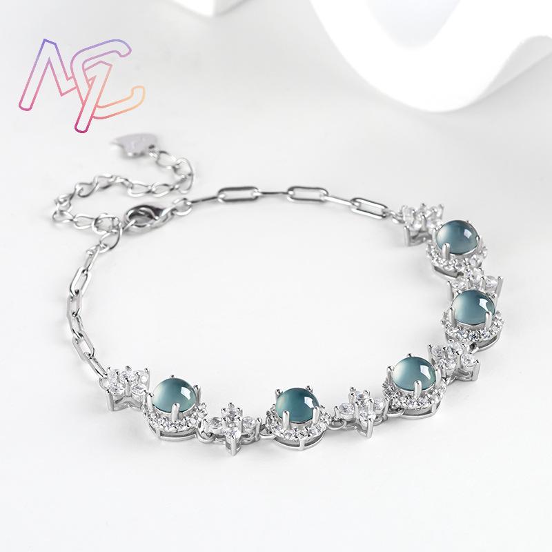 Niebieska bransoletka z jadeit – Men Accessories Fashion recenzja i cena